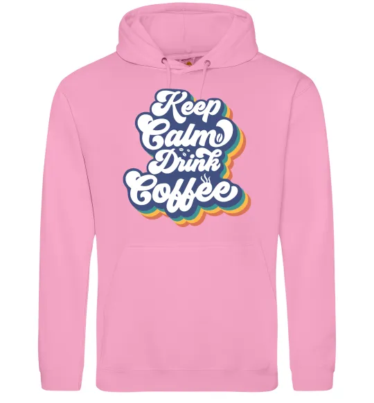 Чоловіча толстовка (худі) Keep calm drink coffee Рожевий фото