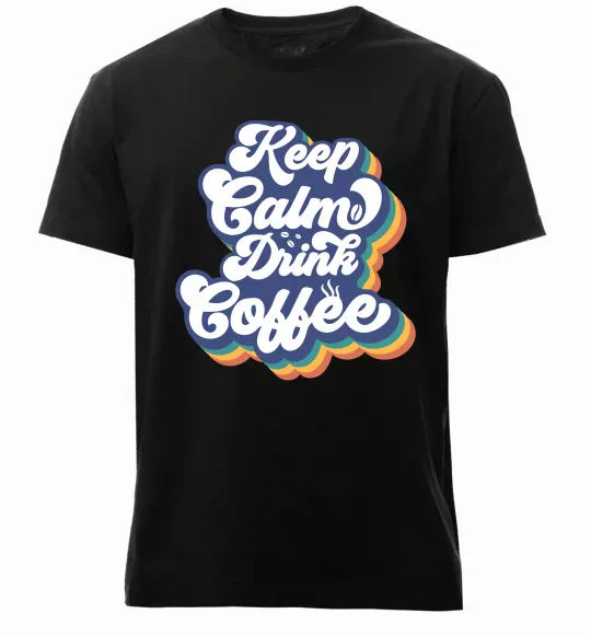 Мужская премиум футболка Keep calm drink coffee Черный фото