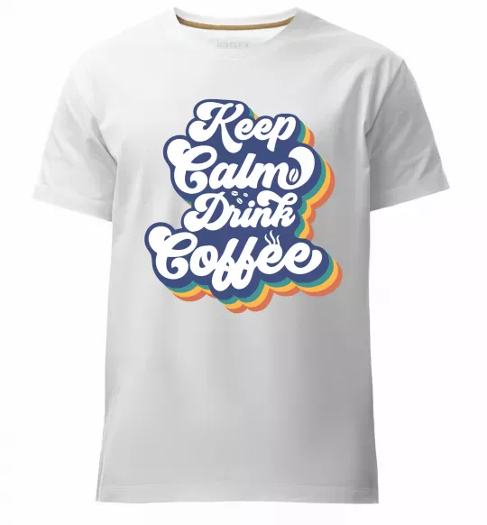 Мужская премиум футболка Keep calm drink coffee Белый фото