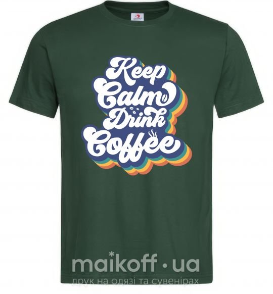 Чоловіча футболка Keep calm drink coffee Темно-зелений фото