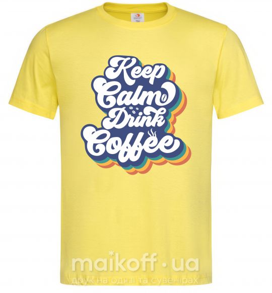 Мужская футболка Keep calm drink coffee Лимонный фото