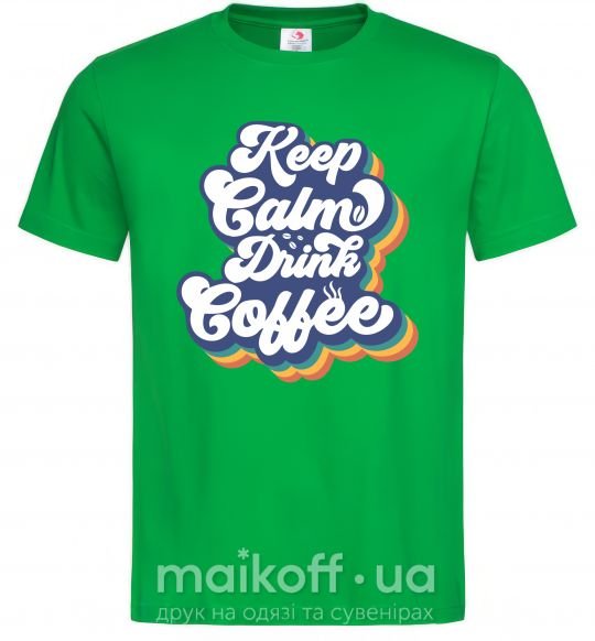 Мужская футболка Keep calm drink coffee Зеленый фото