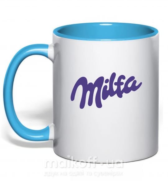 Чашка з кольоровою ручкою Milfa Блакитний фото