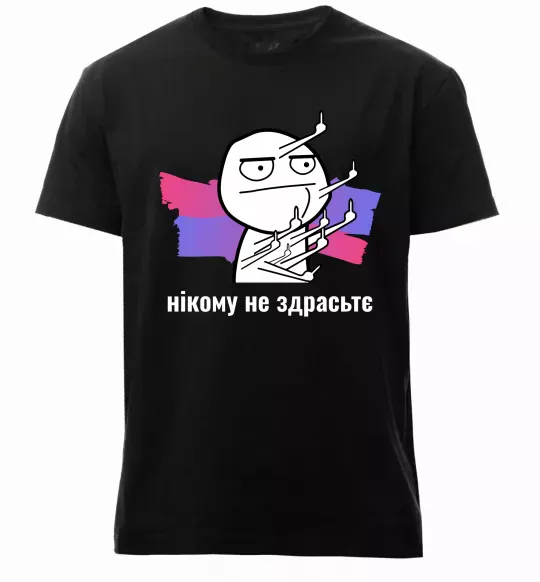 Мужская премиум футболка Нікому не здрастє Черный фото