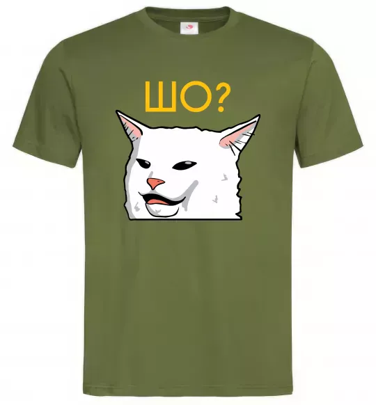 Чоловіча футболка Шо ? Оливковий фото