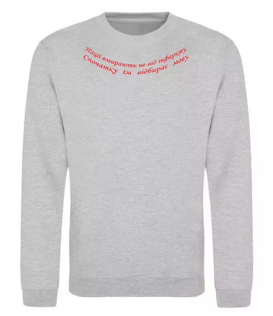 Свитшот Нації вмирають не від інфаркту Л.Костенко Серый меланж фото