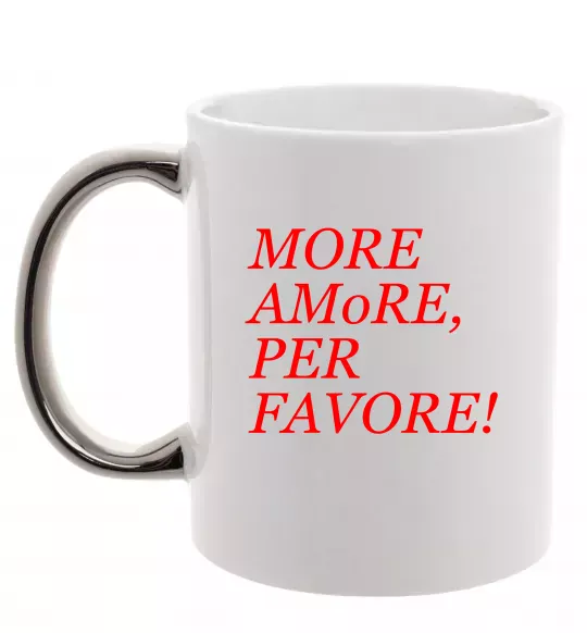 Чашка з кольоровою ручкою More Amore Срібло фото