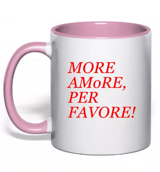 Чашка з кольоровою ручкою More Amore Ніжно рожевий фото