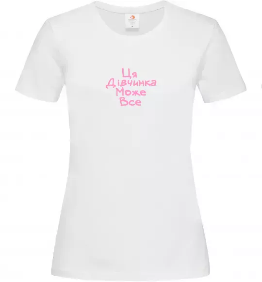 Жіноча футболка Ця дівчинка може все ВИШИВКА Білий фото