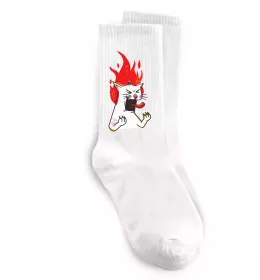 Носки Angry cat (fire) Белый фото