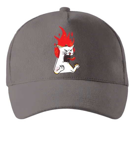 Кепка Angry cat (fire) Сірий фото