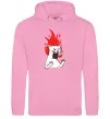 Мужская толстовка (худи) Angry cat (fire) Розовый фото