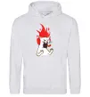 Чоловіча толстовка (худі) Angry cat (fire) Сірий меланж фото