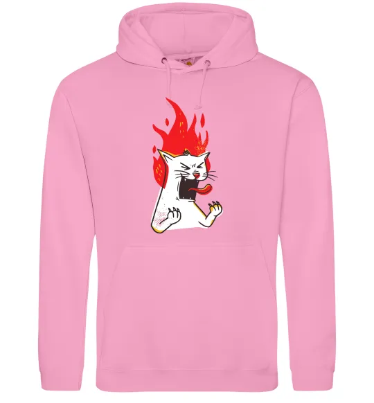 Жіноча толстовка (худі) Angry cat (fire) Рожевий фото