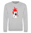 Світшот Angry cat (fire) Сірий меланж фото