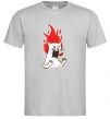 Мужская футболка Angry cat (fire) Серый фото