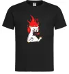 Мужская футболка Angry cat (fire) Черный Мужская футболка Angry cat (fire) Черный фото