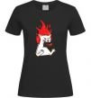 Женская футболка Angry cat (fire) Черный фото