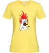 Женская футболка Angry cat (fire) Лимонный фото