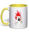 Чашка з кольоровою ручкою Angry cat (fire) Лимонний фото