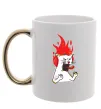 Чашка з кольоровою ручкою Angry cat (fire) Золото фото