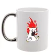 Чашка з кольоровою ручкою Angry cat (fire) Срібло фото
