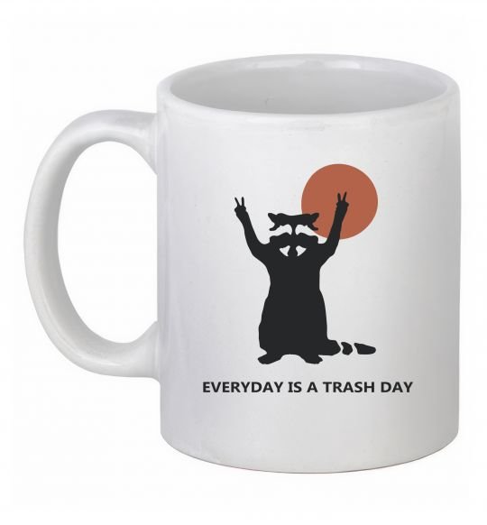 Чашка керамическая Everyday is a trash day Белый фото