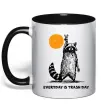 Чашка з кольоровою ручкою Everyday is a trash day Чорний Чашка з кольоровою ручкою Everyday is a trash day Чорний фото