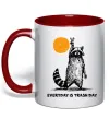 Чашка з кольоровою ручкою Everyday is a trash day Червоний Чашка з кольоровою ручкою Everyday is a trash day Червоний фото