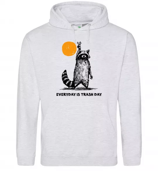 Мужская толстовка (худи) Everyday is a trash day Серый меланж фото