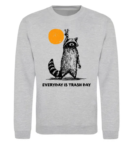 Світшот Everyday is a trash day Сірий меланж фото