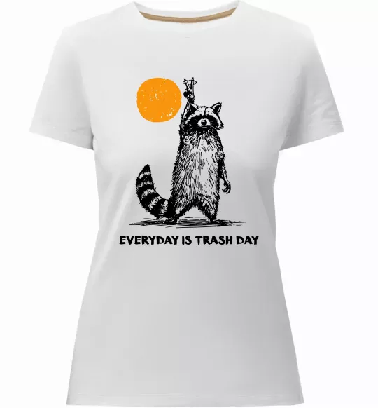 Женская премиум футболка Everyday is a trash day Белый фото