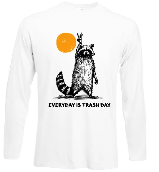 Лонгслив Everyday is a trash day Белый фото
