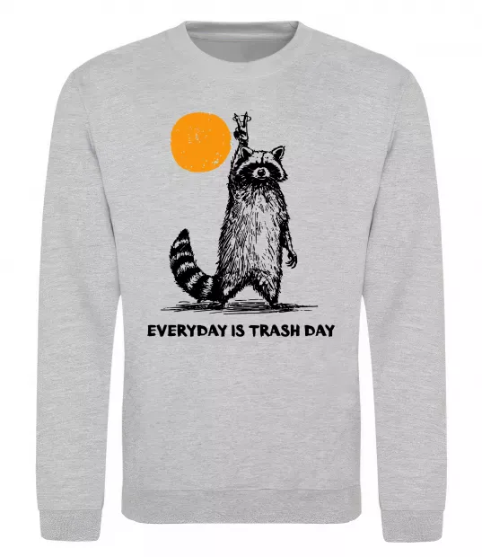 Свитшот Everyday is a trash day Серый меланж фото