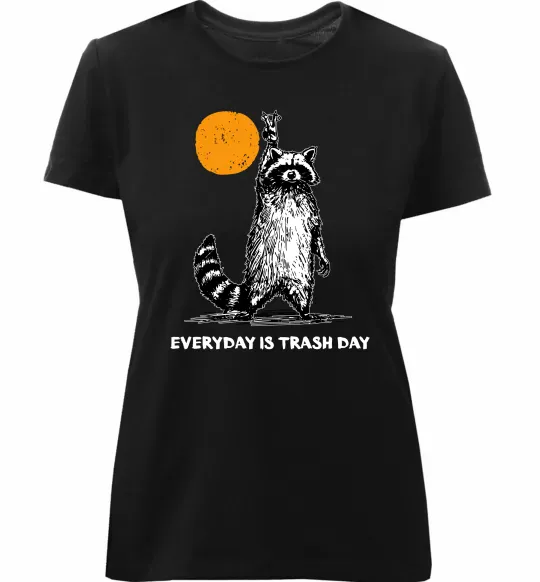 Женская премиум футболка Everyday is a trash day Черный фото
