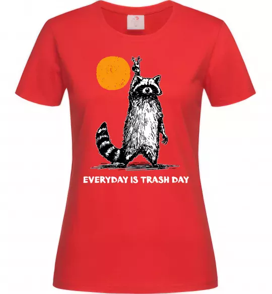 Женская футболка Everyday is a trash day Красный фото