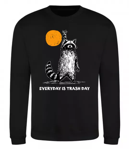 Свитшот Everyday is a trash day Черный фото