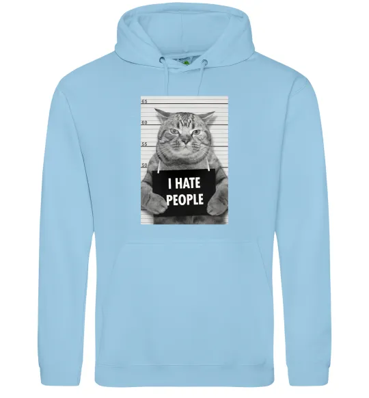Мужская толстовка (худи) I hate people Голубой фото