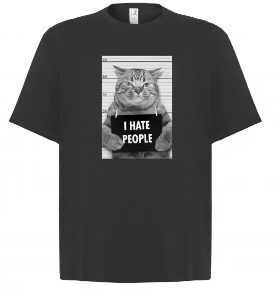 Футболка Оверсайз I hate people Черный фото