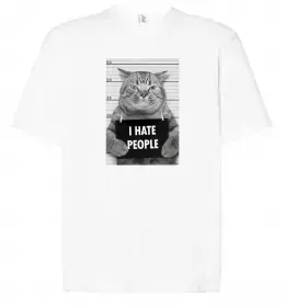 Футболка Оверсайз I hate people Белый фото