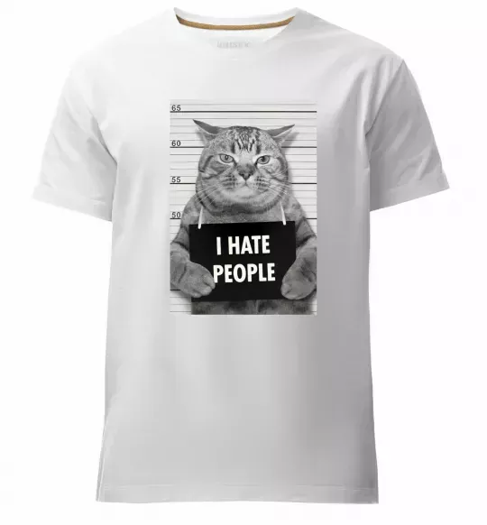 Чоловіча преміум футболка I hate people Білий фото
