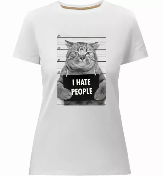 Жіноча преміум футболка I hate people Білий фото