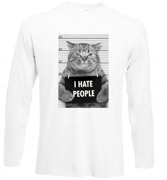 Лонгслів I hate people Білий фото