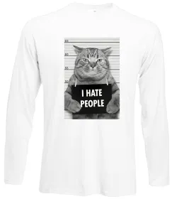 Лонгслив I hate people Белый фото