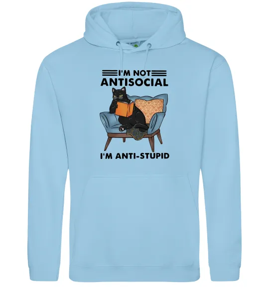 Чоловіча толстовка (худі) I`m not antisocial Блакитний фото