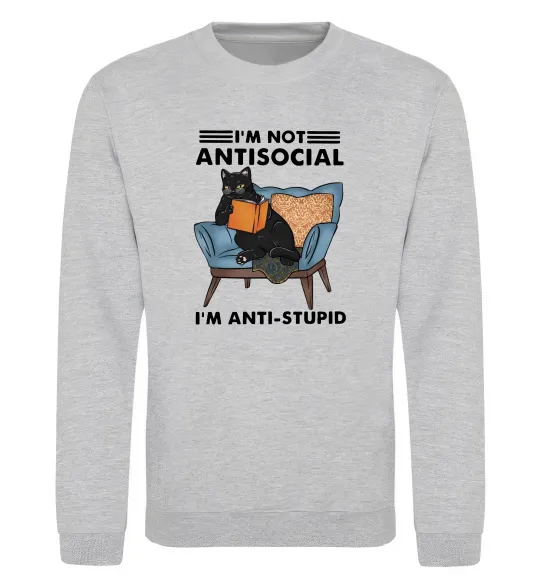 Свитшот I`m not antisocial Серый меланж фото