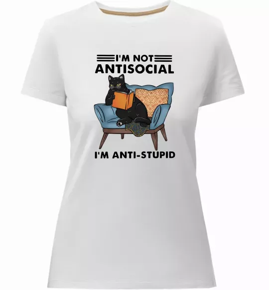 Жіноча преміум футболка I`m not antisocial Білий фото