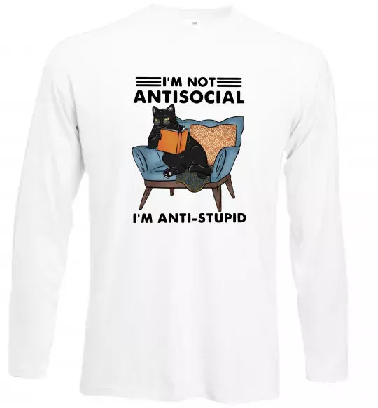 Лонгслив I`m not antisocial Белый фото