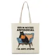 Эко-сумка I`m not antisocial Бежевый Эко-сумка I`m not antisocial Бежевый фото