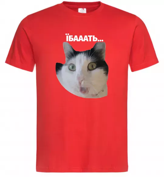 Мужская футболка Здивований кіт Красный фото